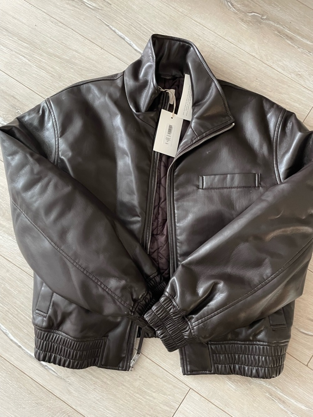 Aritzia Josephine Brown Faux Leather Zip Jacket - Picture 3 of 3
